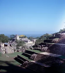 Präkolumbische Zivilisation: Blick auf die Stätte von Palenque in Chiapas