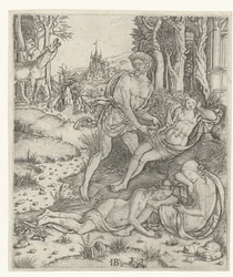 Priapus vergreift sich an Nymphe Lotis