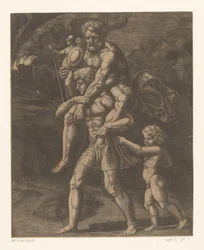 Aeneas und seine Familie fliehen aus Troja