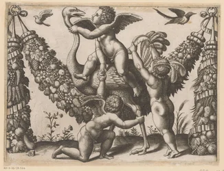 Drei Putti und ein Strauß (Tapisserieën van de paus)