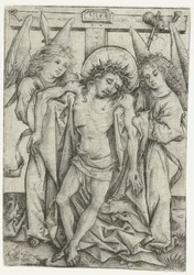 Der Leib Christi, unterstützt von zwei Engeln