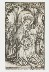 Thronende Madonna von Engeln angebetet