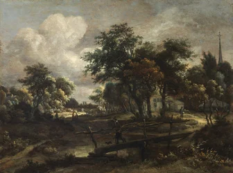 Landschaft mit Fußgängerbrücke