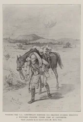 Gewinn des VC, Leutnant Norwood (5. Dragonerwache) rettet einen verwundeten Soldaten unter Beschuss in Ladysmith