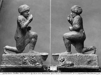 Der Betende aus Larsa, Profilansicht, auch bekannt als König Hammurabi beim Gebet vor einem heiligen Baum, um 1750 v. Chr.
