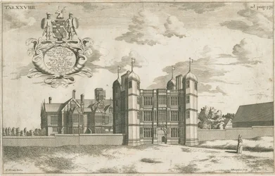 Tixall Hall und Torhaus (Kupferstich)