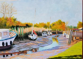 Boote bei Ebbe