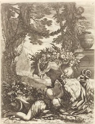 Faun umarmt eine Bacchantin