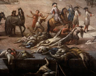 Ansicht des Rathauses (von Marseille) während der Pest von 1720