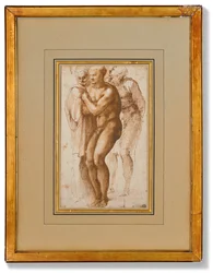 Ein nackter Mann (nach Masaccio) und zwei Figuren hinter ihm