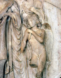 Engel, venezianischer Marmor, frühes 16. Jahrhundert. Grabzeremonie, Detail, Louvre