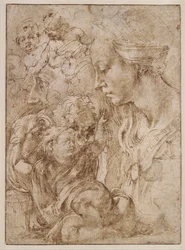 Studie für die Heilige Familie mit dem Kind Johannes dem Täufer (1505)