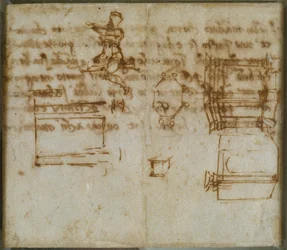 Leichte Skizzen von Architektur und eine kleine Figurenstudie, spätes 15. bis frühes 16. Jahrhundert
