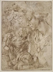 Studien für eine Heilige Familie mit Johannes dem Täufer als Kind, 1505