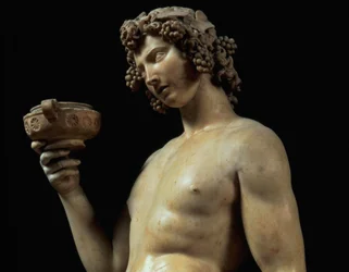 Die Trunkenheit des Bacchus, Detail seines Kopfes, Skulptur, 1475-1564, 1496-97, Marmordetail von 52672