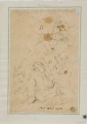 Zwei Bauern mit Esel