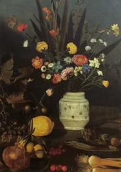 Stillleben mit Blumen und Pflanzen (Detail)