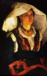 Frau in sardischer Tracht, ca. 1875, von Michele Cammarano