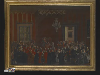 Eine zivile Zeremonie bei der Thronbesteigung von Ferdinand IV. von Neapel im Jahr 1759, um 1780