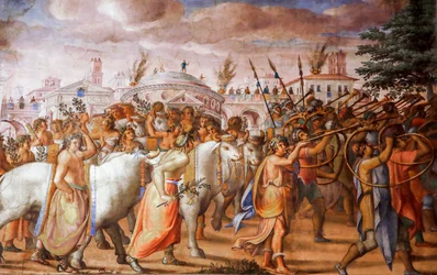 Triumph des Konsuls Lucius Aemilius Paulus über Perseus, König von Makedonien (Detail), um 1570