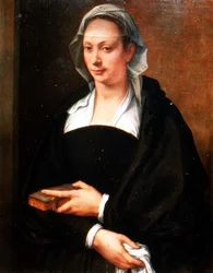 Porträt einer Dame mit weißem Schleier