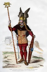 Gallischer Häuptling in Kampfausrüstung mit Standarte, 1882-1884