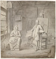 Maler Michiel Comans und seine dritte Frau Elisabeth van der Mersche im Atelier
