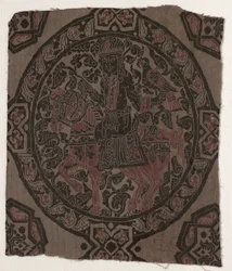 Fragment mit einem Reiterfalkner-König, Iran oder Irak, Abbasidenzeit