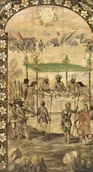 Befiehlt die Zerstörung der Schiffe und trifft die Botschafter von Montezuma im Jahr 1520 - Die Eroberung Mexikos durch Hernan Cortes