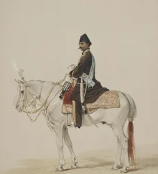 Reiterporträt von Naser al-Din Shah Qajar 1831-1896, 1873