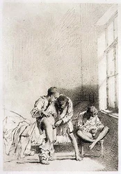 Masturbierende Schüler, Tafel 24 aus „Liebe“ („Love“), veröffentlicht 1901 in Leipzig