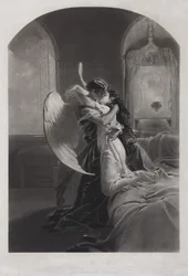 Tamara und Dämon. Illustration zum Gedicht Der Dämon von Michail Lermontow, ca. 1880