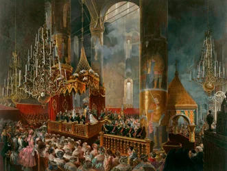 Die Krönung der russischen Zarin Maria Alexandrowna, Moskau, 1856.