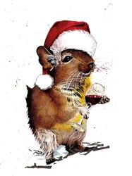 Weihnachts-Degu auf Weiß, 2020