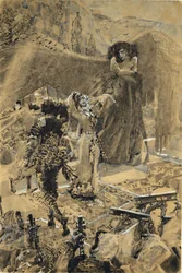 Tamaras Tanz. Illustration zum Gedicht Der Dämon von Mikhail Lermontov, 1890-1891