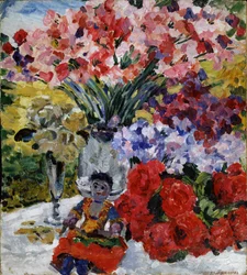 Blumen und eine Puppe, 1916