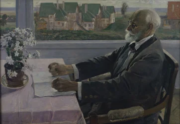 Porträt des Physiologen, Psychologen und Arztes Iwan P. Pawlow 1849-1936, 1935