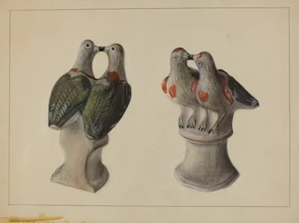 Kreide-Liebesvögel, um 1937