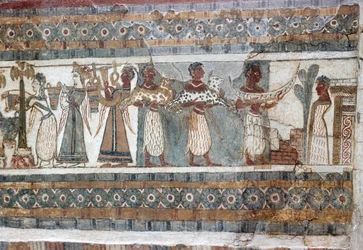 Detail, Fresko auf dem Sarkophag von Hagia Triada