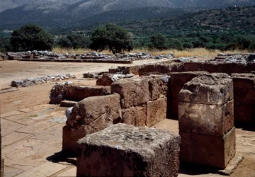 Minoische Zivilisation: Blick auf die Ruinen des Palastes von Malia (oder Mallia) um 2000 v. Chr.