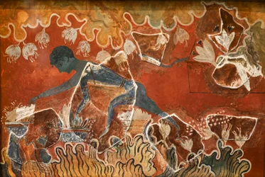 Das Fresko „Blauer Junge“ oder „Safransammler“ aus dem Palast von Knossos
