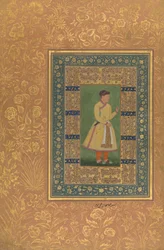Porträt von Zamana Beg, Mahabat Khan, Folio aus dem Shah Jahan Album, recto: ca. 1610. Schöpfer: Mir 
