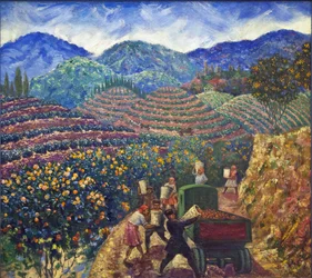 Die Ernte im Sowchos Chakva von Beringov, Mitrofan Mikhaylovich (1986-1937)