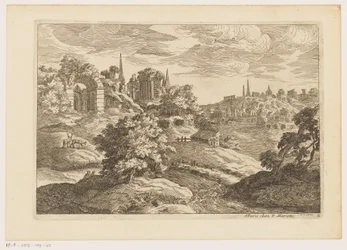 Landschaft mit Ruinen und Hirschen, Landschaften nach Tizian (Serientitel)