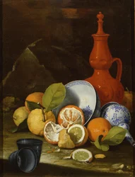 Bucchero, Porzellan, Orangen und Zitronen, 1706