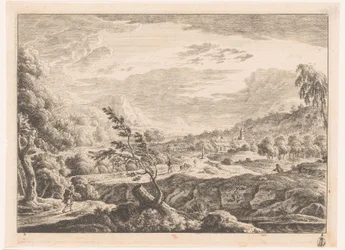 Landschaft mit Dorf