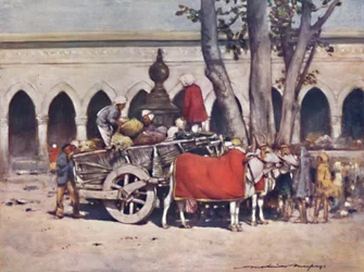 Szene vor dem Bahnhof während des Delhi Durbar, 1903