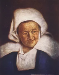 Eine alte Frau (Farblithografie)