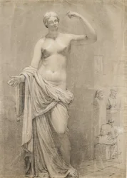 Abguss der Venus mit zeichnendem Schüler im Hintergrund