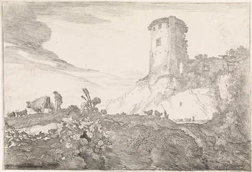 Landschaft mit rundem Turm